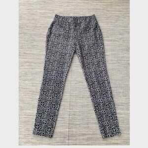 Michael Kors "Azalea" Knit Black White Magenta Print Pull On Leggings Medium